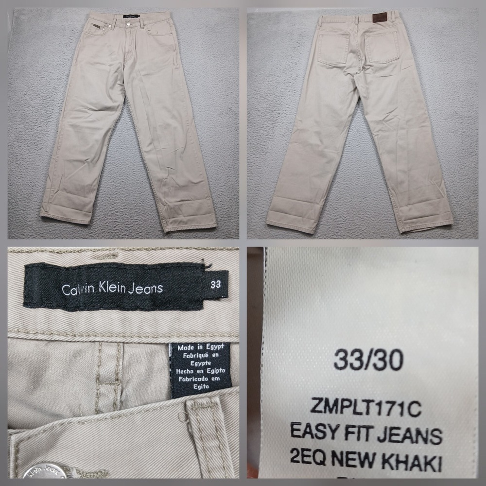 Calvin Klein Jeans Easy Fit Khaki Pants Mens 33x30 Beige Casual
